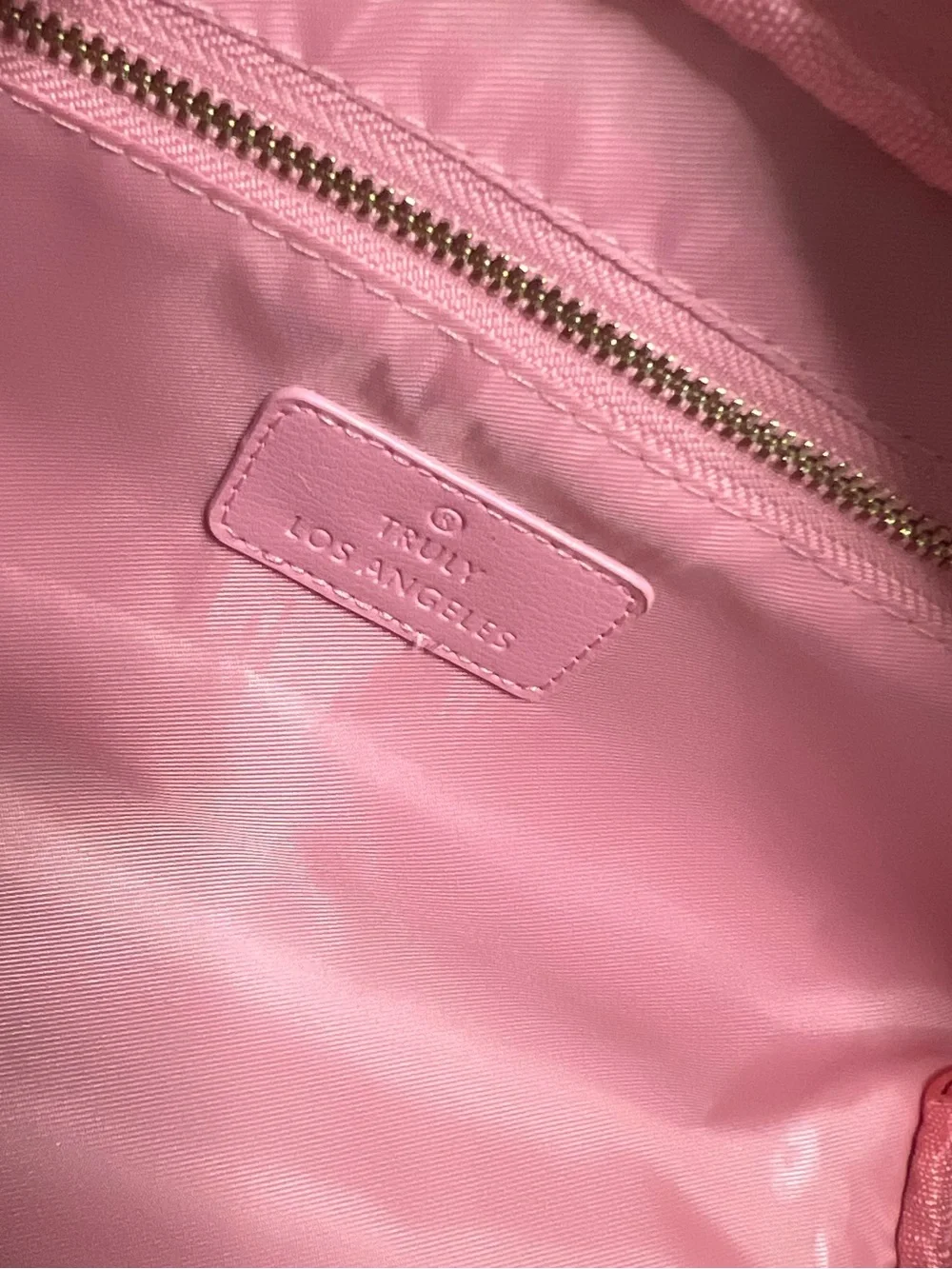 TRULY Pink Embossed Dual-Zip Cosmetic Case